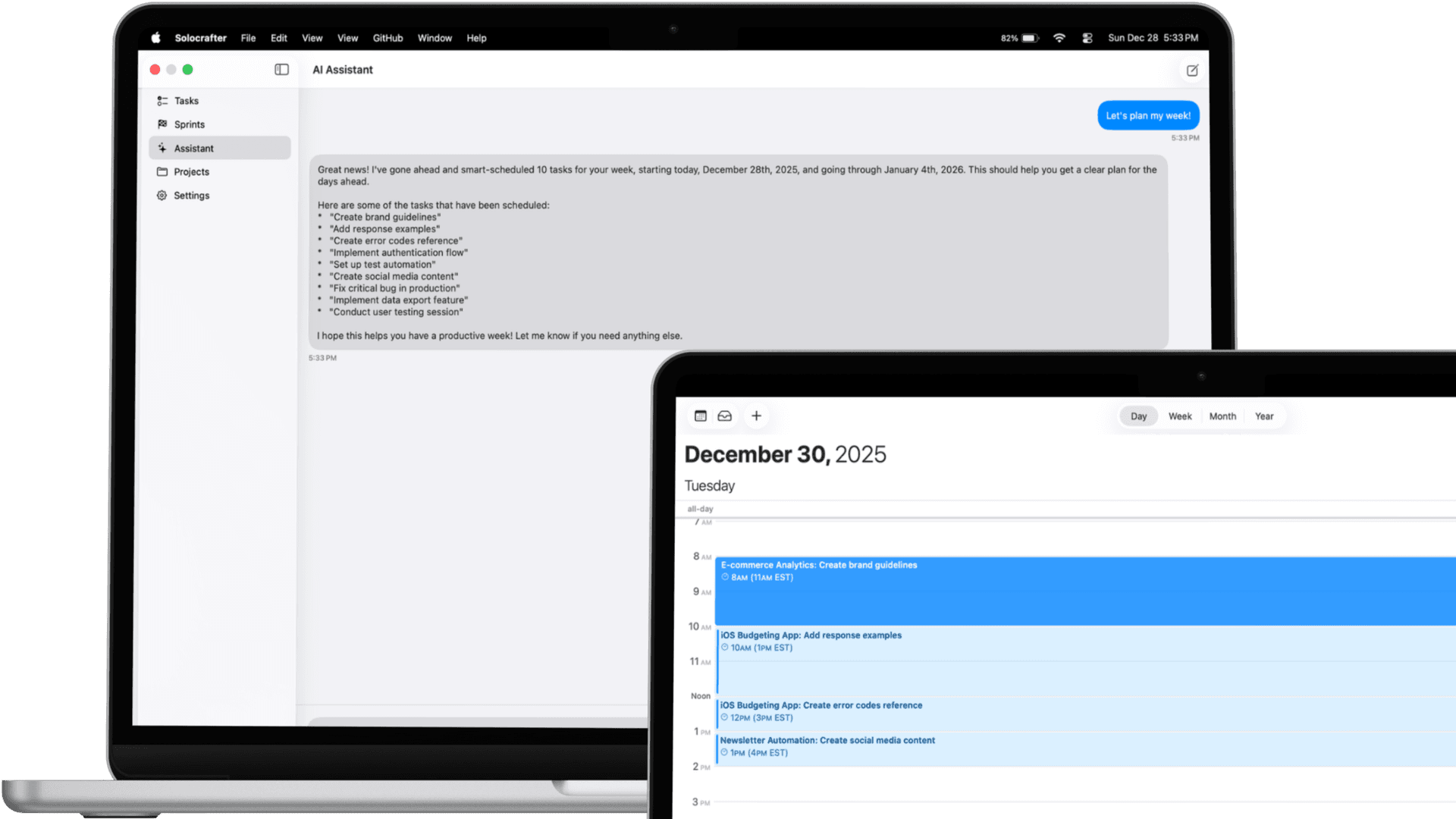 Solocrafter Apple Calendar integration on Mac